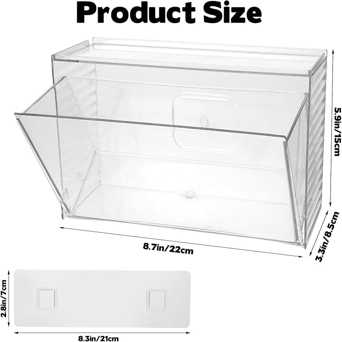 Rainmae Dishwasher Detergent Pod Holder Clear Acrylic Wall Mounted Large laundry Pods Under Sink Storage Case Candy Organizer Cleaning Supplies Container with Divide for Home Kitchen Office Cabinet