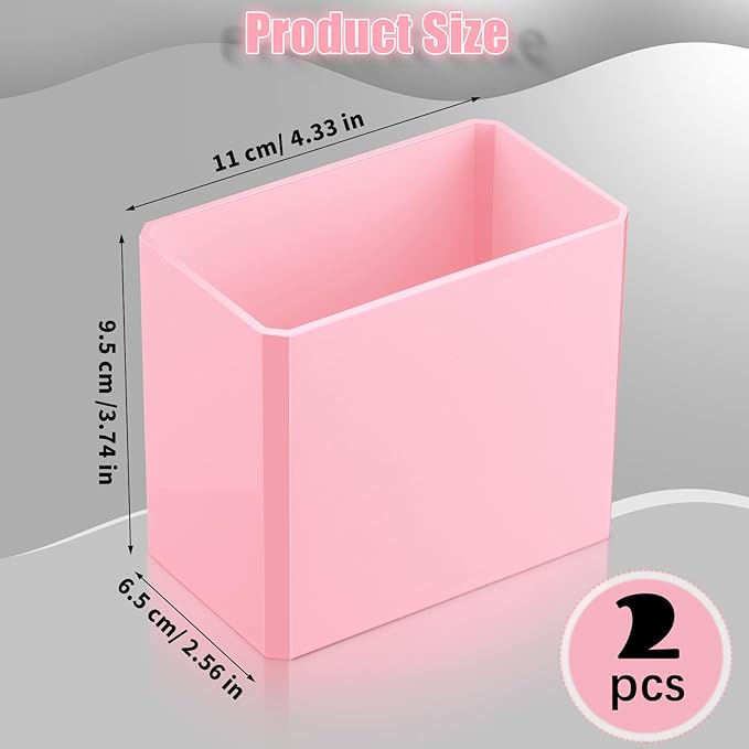 Suclain 2 Pcs Wall Mounted Organizer Non-drilling Adhesive Floating Shelf Wall Bin Organizer Hanging Storage Containers for Bedroom Bathroom Kitchen Office (Pink)
