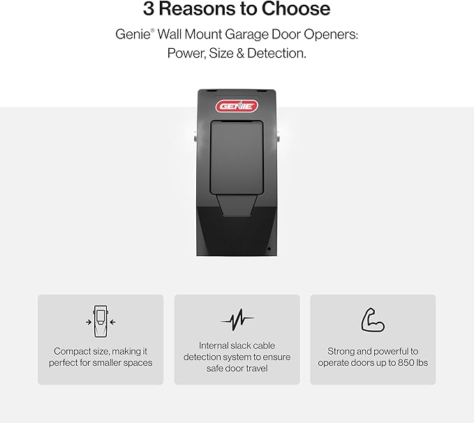 Genie 6072H-O Residential Wall Mounted Garage Door Opener, Black