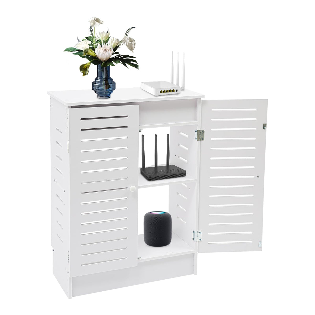 Ventilated Router Cabinet with Cable Hider - 19.68" - Image 1
