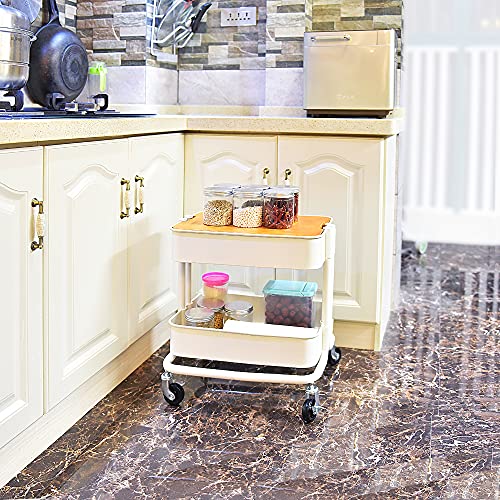 Melody House 2-Tier Metal Utility Rolling Cart Storage Side End - Image 5