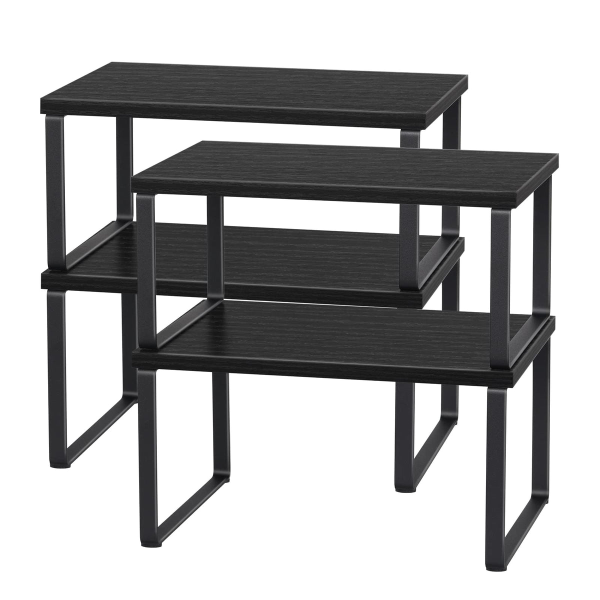 CADUKE Set of 4 Kitchen Counter Shelves, Cabinet Organizer, Black - Image 1