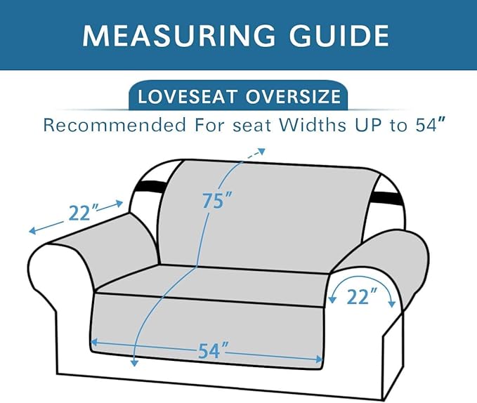 Sofa Protector for Dogs/Cats/Pets Sofa Covers Slipcover Quilted Couch Coveres Loveseat Covers with Non Slip Elastic Strap Water Resistant Seat Width: 54" (Oversized Loveseat,Aegean Blue/Beige)