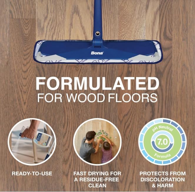 Bona Premium Microfiber Floor Mop - Includes Microfiber Cleaning Pad and Dusting Pad + Bona Hardwood Floor Cleaner Spray - 32 fl oz - Unscented