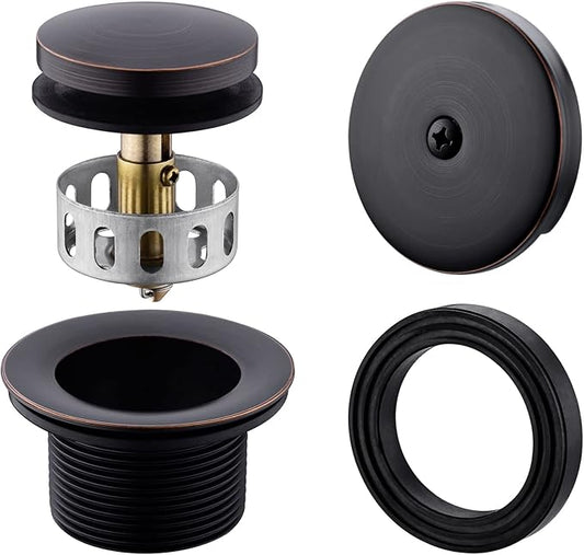 Brass Tip-Toe Tub Drain Kit with Basket Strainer and Single Hole Overflow Faceplate, Oil Rubbed Bronze