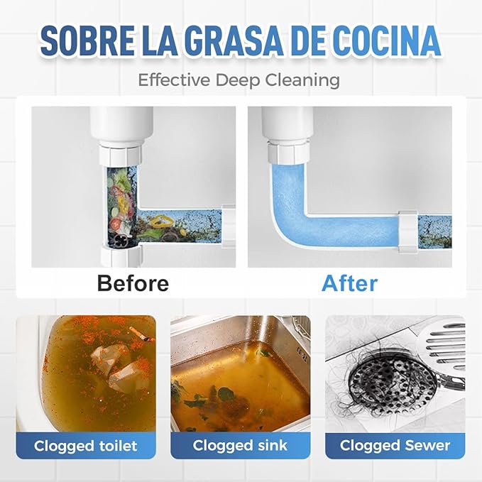 Powerful Pipe Dredging Agent, Sink Drain Cleaner for Kitchen Bathroom, Unclogging Solution for Pipes, Toilets & Showers (1)