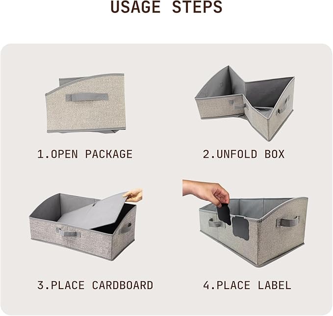 Closet Organizers and Storage Bins with Labels Clip, Large Trapezoid Storage Baskets for Shelves, 28L Foldable Fabric Clothing Organizer for Blankets, Towels and Toys, Honey Beige, 3-Pack
