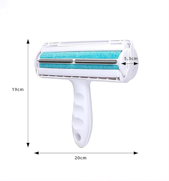 Reusable Pet Hair Remover Roller – Dog & Cat Fur Lint Cleaner for Sofa, Carpet, Bed & Car Seats – No Adhesive Required (White/Blue)