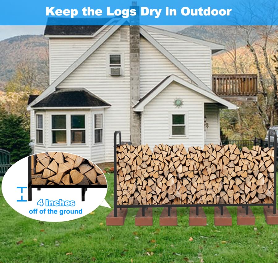 8ft Firewood Rack Holder, Adjustable Heavy Duty Fire Log - Image 5