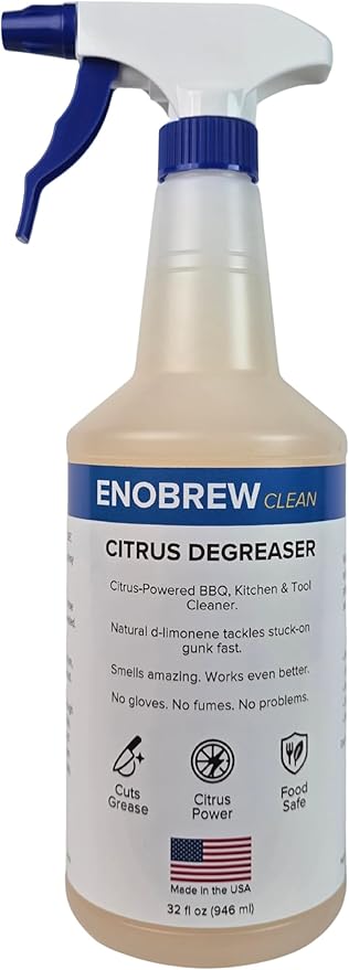 Citrus Degreaser and Kitchen Grease Cleaner, Heavy Duty Natural Citrus Formula for BBQ Grills, Stovetops, Cabinets, Autos and Outdoor Surfaces, Fast Acting Best Kitchen Degreaser (32 oz)