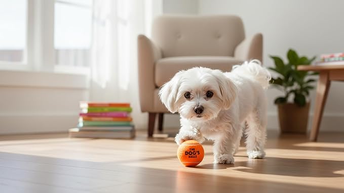 The Little Dog’s Balls Dog Tennis Balls for Small Dogs & Puppies, Orange, 6-Pack - Non-Abrasive Felt Fetch Balls, Tough Rubber Core, Float in Water