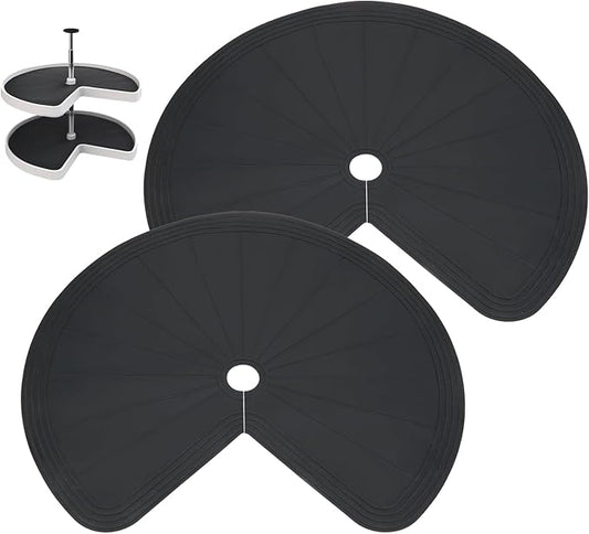 2PCS Lazy Susan Shelf Liner 27" Silicone Lazy Susan Liner Non Slip Kitchen Cabinet Liners Mats for Shelf Drawer Black