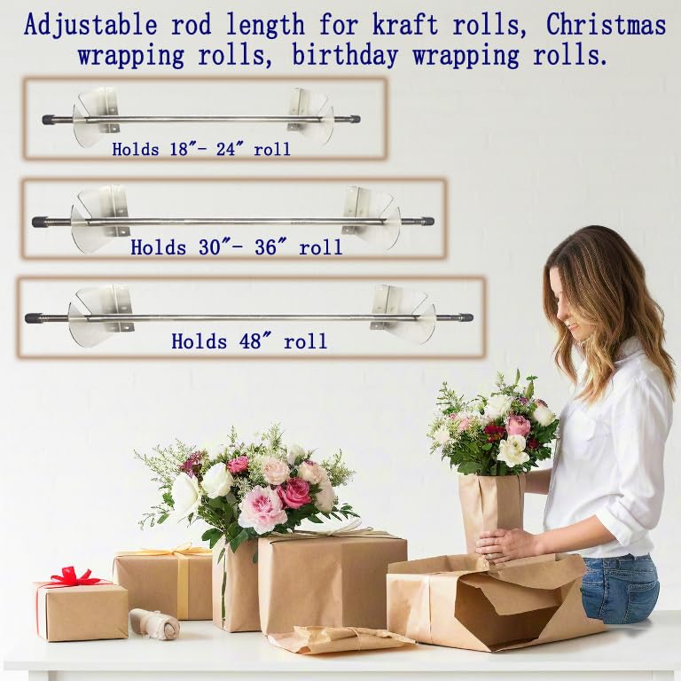 Wrapping Paper wall Mount, Kraft Paper roll Dispenser - Image 7