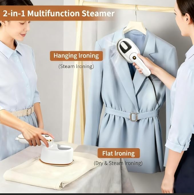 Travel Steamer Iron for clothes portable Mini,1100W Handheld garment steamers with 15s Fast Heat-up, 180° Foldable Handle & 4 Modes LCD Display,125ml Water Tank for Home,Business Trip,Travel