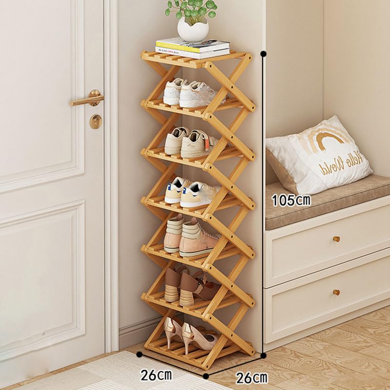 YYW Shoe Rack, Foldable Bamboo Shoes Shelf - Image 3