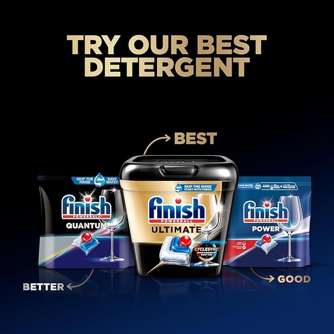 Finish Ultimate Deep Clean Bundle - Ultimate Dishwasher Detergent Pods (62ct), Jet Dry Rinse Aid (23oz) for Residue & Hard Water, Dishwasher Cleaner (8.45oz) For Grease & Limescale