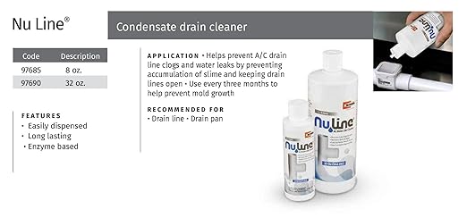 (2)-Pack, Nu-Line Drain Cleaner, 8 Ounce Bottle