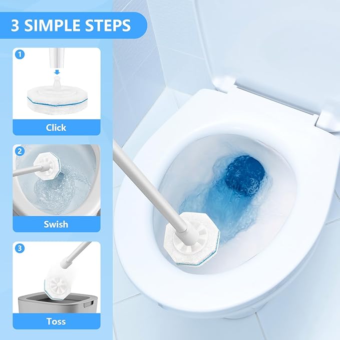 50 Pcs Toilet Bowl Wand Refills for Clorox, Upgraded Octagon Disposable Replacement Heads Compatible with Clorox Toilet Wand for Bathroom Cleaning