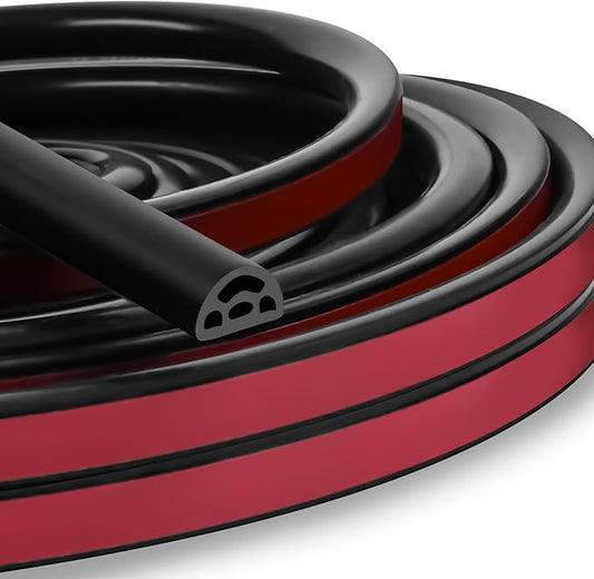 20Ft EPDM Rubber Weather Stripping Door Seal, Self-Adhesive Rubber Window Seal – Soundproof Weather Stripping Door Seal Strip for Doors & Windows(Black)