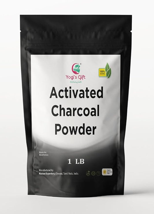 Activated Charcoal Powder 1 LB | Grounded Activated Charcoal Powder for Facial Scrub, Skin & Soap Making | Coconut Shells Based | By Yogi's Gift®