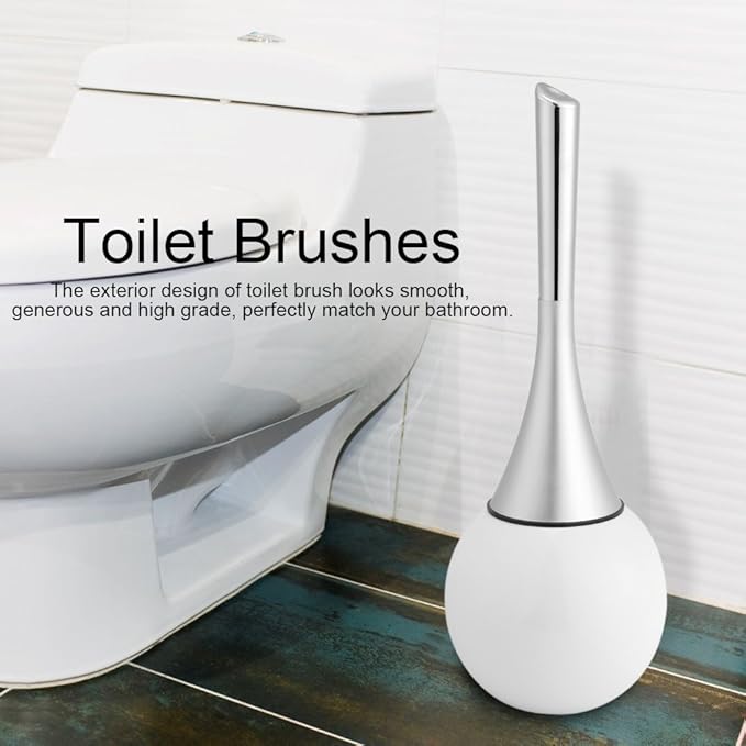 Toilet Brush and Holder Set, Toilet Brush Set Toilet Bowl Brush with Stainless Steel Base Toilet Bowl Brush and Holder for Home(02)