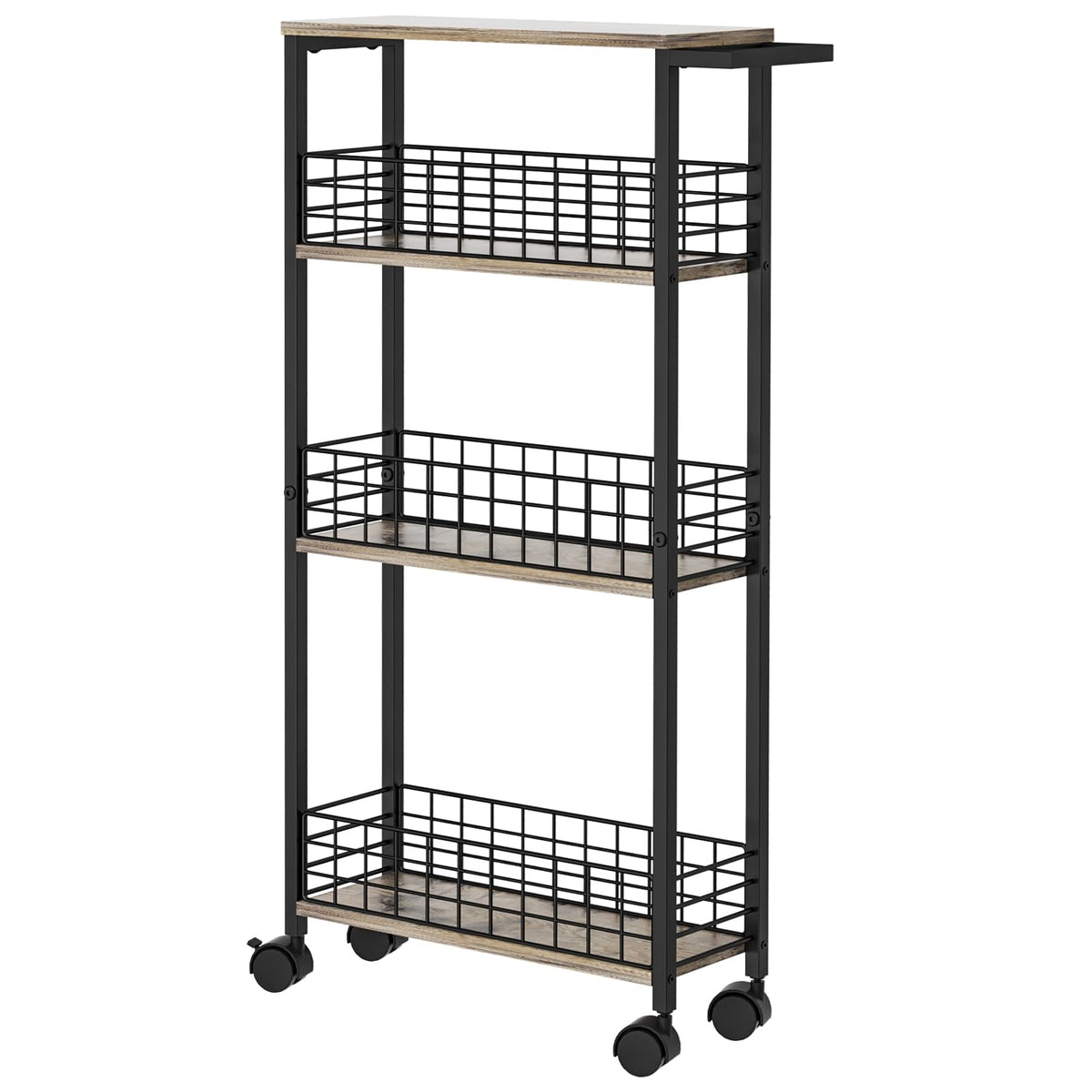 Slim Storage Cart for Small Spaces, 4 Tier Mobile Rolling Cart - Image 1