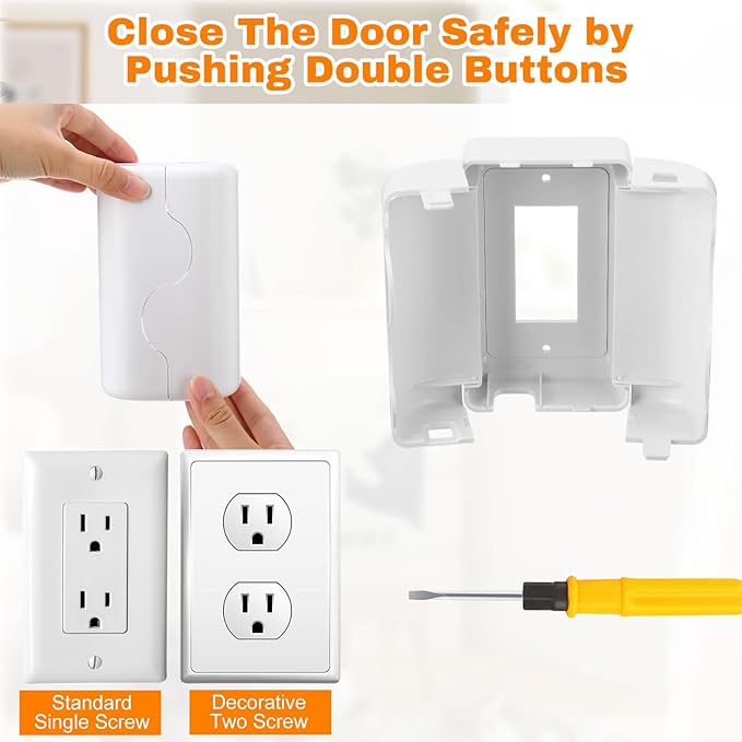 4 Pack Safety Outlet Cover Box Wall Outlet Cover for Baby Proofing Extra Large Electrical Plugs and Adapters Receptacle Box Receptacle Protector with Childproof Lock & Cable Management