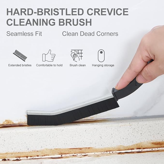 OTIFO® Hard Bristle Crevice Cleaning Brush, Small Cleaning Brushes, Grout Cleaner, Toilet Brush, Skinny Gap Cleaning Tools for Household Use, Bathroom, Kitchen Gap Brush (2-pcs)
