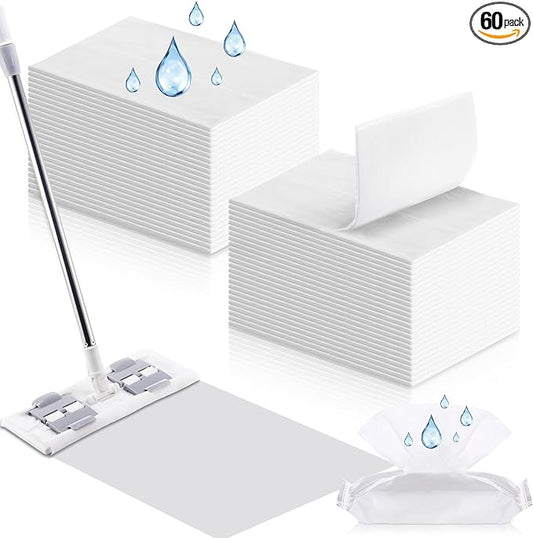 60 Counts Sweeper Wet Mopping Cloths Compatible with Swiffer 17.7'' x 11.8'' Large Wet Mop Pads Refills XL Disposable Floor Wipes Duster for Sweeping Scrubbing Cleaning Wood Hardwood Tile