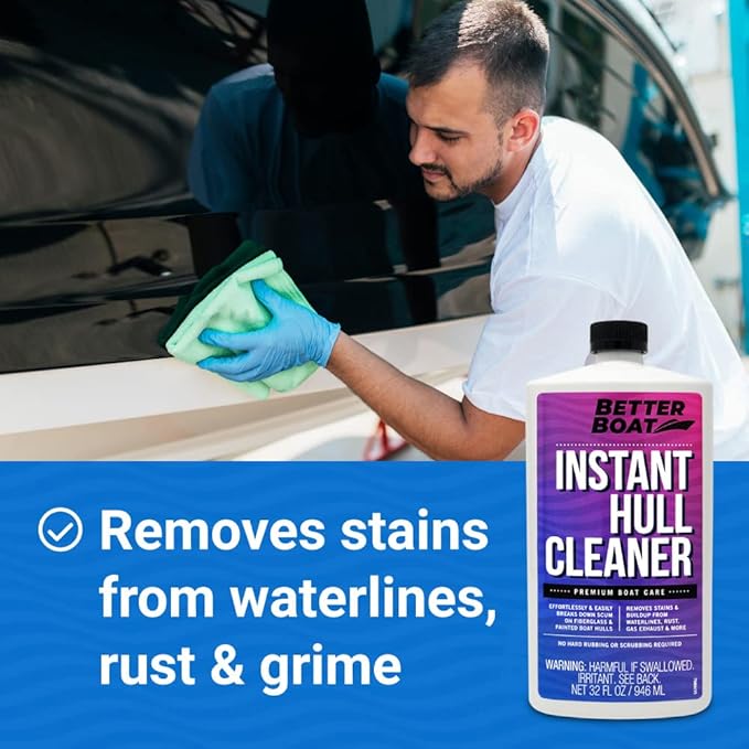Fiberglass Boat Hull Cleaner, Marine-Grade Stain Remover & Restorer, Deck Cleaner for Boats, Pontoons, Sailboats, Pro Wash Cleaning Supplies
