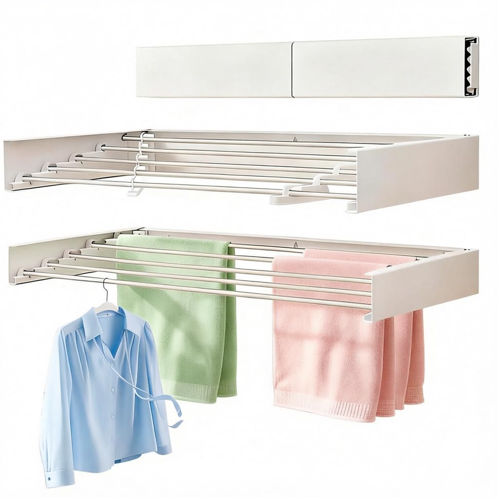 Wall Mount Clothes Drying Rack 32", 50lbs Capacity - Image 1