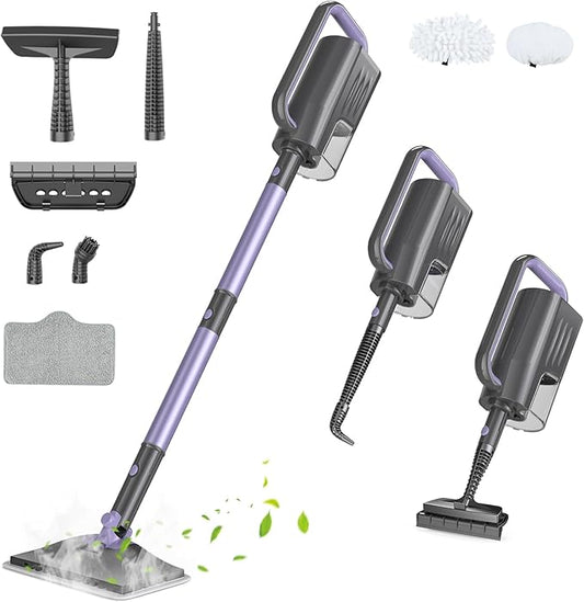 Steam Mop, Steam Cleaner with 400ML Water Tank, 2 Washable Pads, 23FT Power Cable floor steamer, Detachable Steam Mops for sealed Hard Floors, Marble, Stone, Hardwood(Lilac)