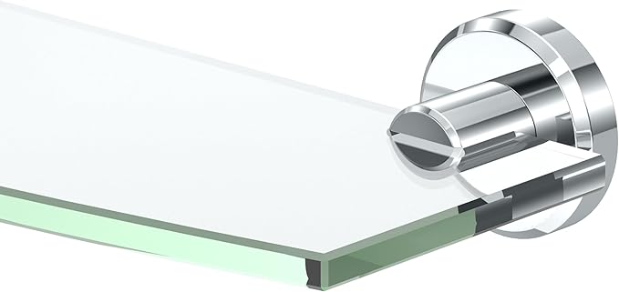 Gatco 5456 Locke Glass Shelf, 20”, Chrome/Wall Mounted 20.13" X 5.38" Tempered Glass/Floating Rectangle Glass Shelf for Bathroom