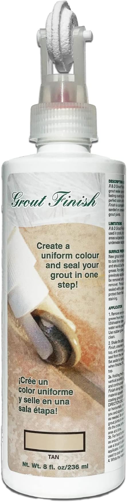 Kit - The Professional's Choice - Color and Seal Grout - Prevents Stains and Creates Easy to Clean Grout - 8oz Bottle, Wheel applicator, Brush applicator, and Scrub pad (Tan)