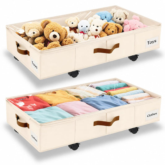 Under Bed Storage with Wheels, Dorm Room Organizer | Home Organization - Image 1