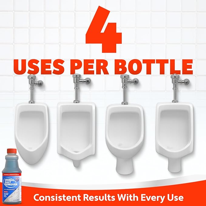Commercial-Grade Urinal Salt Remover – Made in the USA – Odor Neutralizing Urinal Cleaner for Salt, Calcium, Rust and Scale Build-Up – Safe For All Plumbing – 32 fl oz