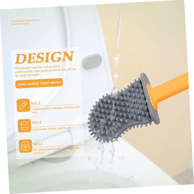 Toilet Brush Bathroom Wall-Mounted Toilet Brus Hidden Toilet Brush and Holder Flat Toilet Brush and Plunger Set Bathroom Cute Toilet Bowl Brush Reusable