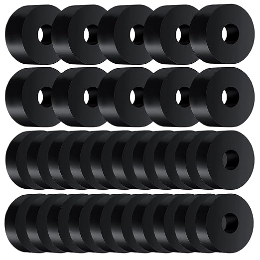 Rubber Washer Set: 2 Sizes (3/4" OD x 1/4" ID) Black Non-Slip Thick Grommets for Vibration Isolation (0.25" & 0.32" Thickness)