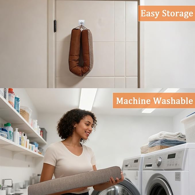 32 Inch Under Door Draft Stopper, Blocks Hot Cold Air Wind from Door and Window Bottom,Weather Seal, Reduce Noise Light,Triangular, Coffee