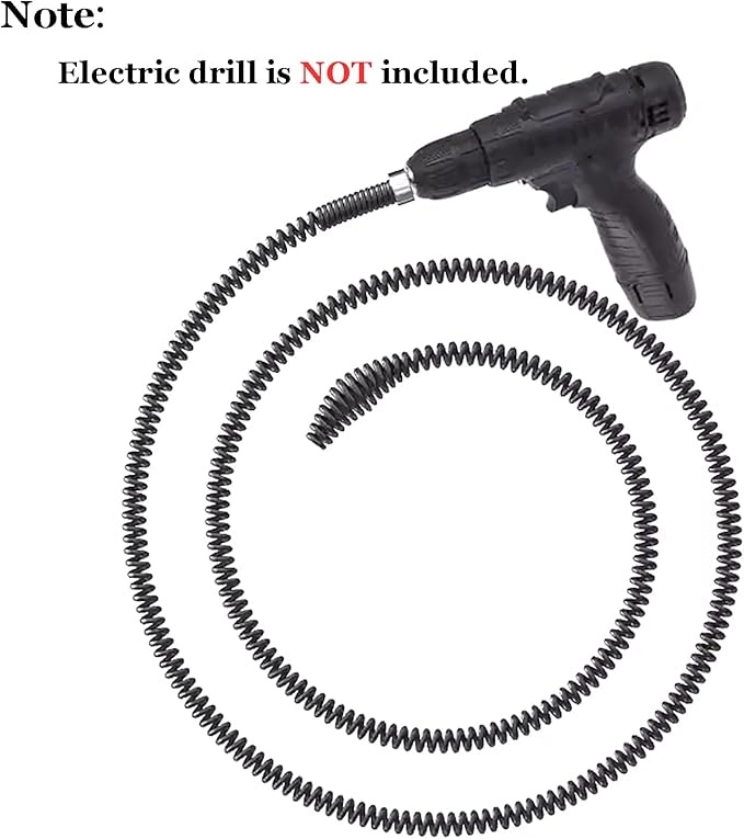 10mm Heavy-Duty Drain Auger Snake Cable with Drill Adapter - 6.5Ft/2M Flexible Plumbing Clog Remover for Kitchen, Bathroom, Toilet, Shower Sink & Pipe