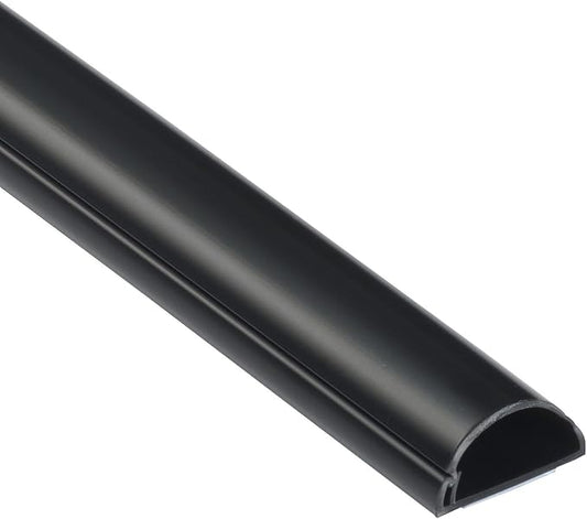 D-Line Half Round Cord Hider, Patented Cable Cover, Hide TV Wall Mount Wires, Raceway for Cords, Decorative Wire Covers, Paintable, Adhesive Cable Concealer - 1x 1.18in W x 0.59in H x 39in L - Black