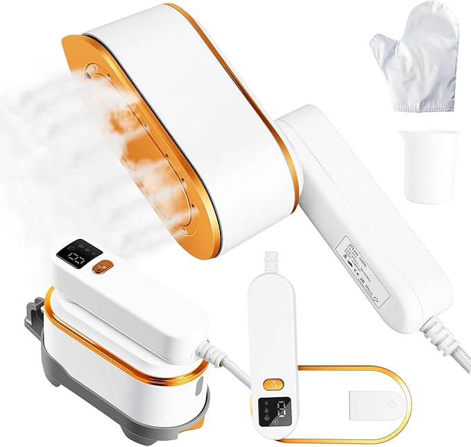 Portable Travel Steamer for Clothes, 1200W Powerful 2 In 1 Steamer & Iron,10s Fast Heat,4 Modes with LED Display, 150ml Water Tank Powerful Wrinkle Remover for Home,Office, Travel