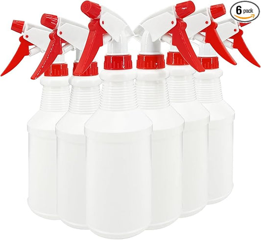 6 Pcs 16 Oz Spray Bottles，Adjustable Empty Spray Bottle for Cleaning Solutions，Spray Bottles Bulk，Refillable Spray Bottle for Planting, Water, Bathroom and Kitchen, BBQ, Commercial and Pet