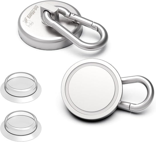 Ant Mag Magnet Hooks 160LBS with Suctions Heavy Duty Neodymium Magnet with Swivel Carabiner Snap Hook for Indoor/Outdoor Hanging Bag Kitchen Garage Cruise Ship (2 Pack)