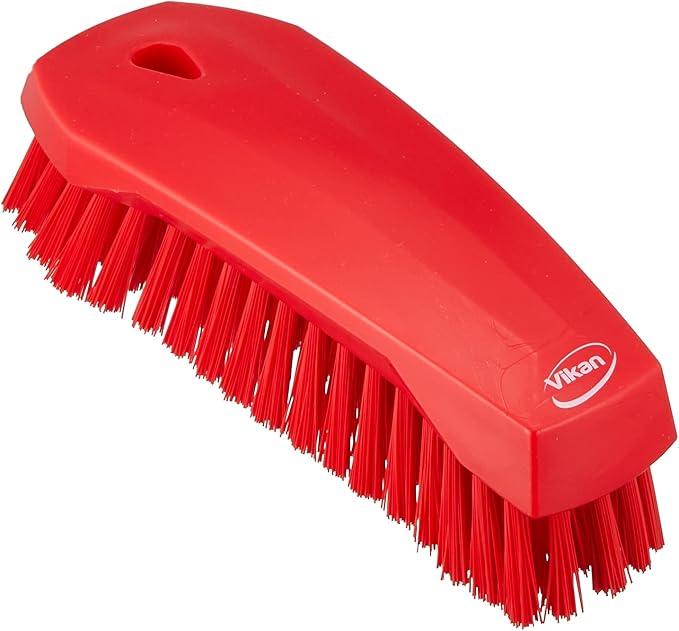 Vikan 38904 Brush,Scrub,Stiff,8",PP/PBT,Red