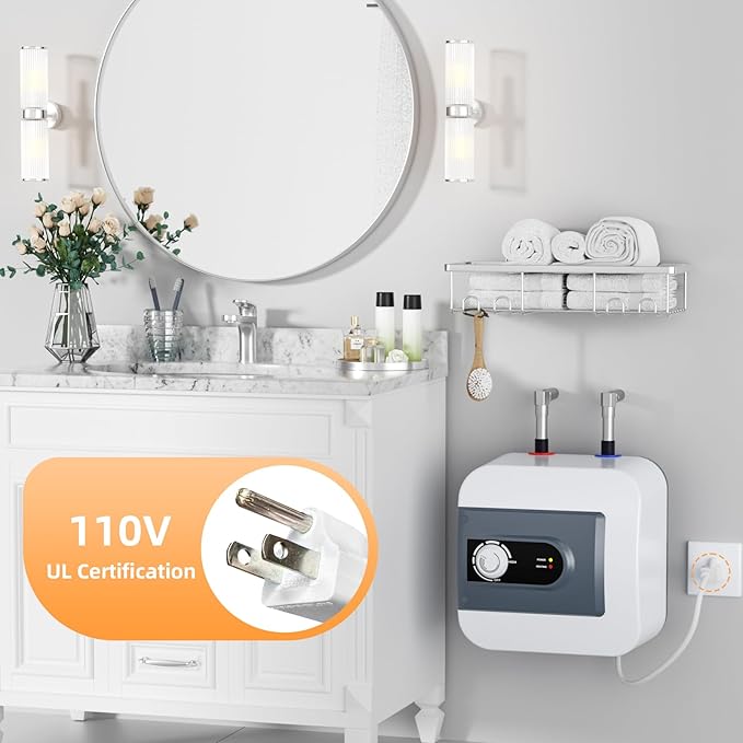 Electric Mini Tank Water Heater, 2.64Gallon Under Sink On Demand Hot Water Heater, Wall or Floor Mounted, 1500W Point of Use Instant Hot Water for RV Kitchen Bathroom Restaurant