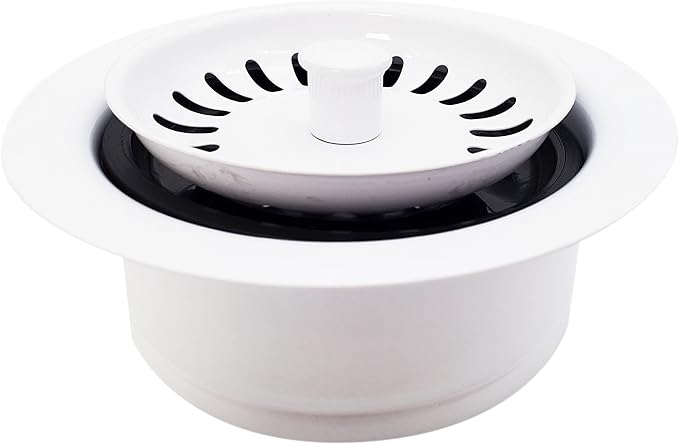 Westbrass D2089SEV-50 3-1/2" Kitchen Sink Waste Disposal Drain Flange and Basket Strainer, Powder Coat White