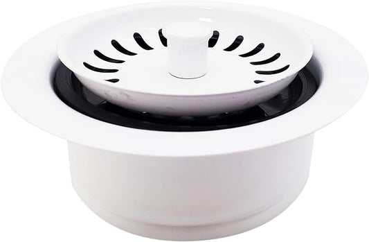 Westbrass D2089SEV-50 3-1/2" Kitchen Sink Waste Disposal Drain Flange and Basket Strainer, Powder Coat White