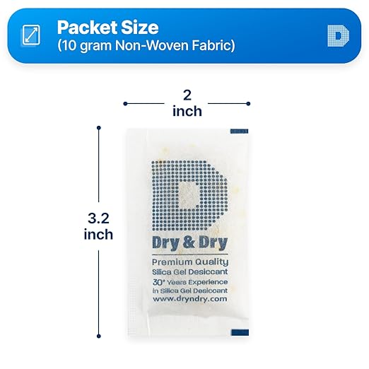 Dry & Dry 10 Gram [30 Packets] Premium Orange Indicating Silica Gel Packets Desiccants - Food Safe Silica Packets Silica Gel Silica Gel Packets