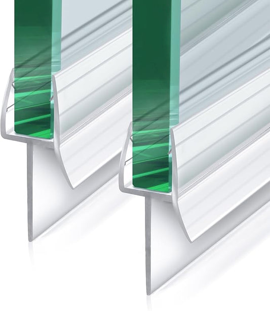 2 Pack Frameless Shower Door Bottom Seal with Long Sweep, Ultra Clear Glass Door Silicone Seal Strip (1/4'' X 36'') Suitable for 6mm Glass -Stop Shower Leaks Frameless Shower Door Seal Strip